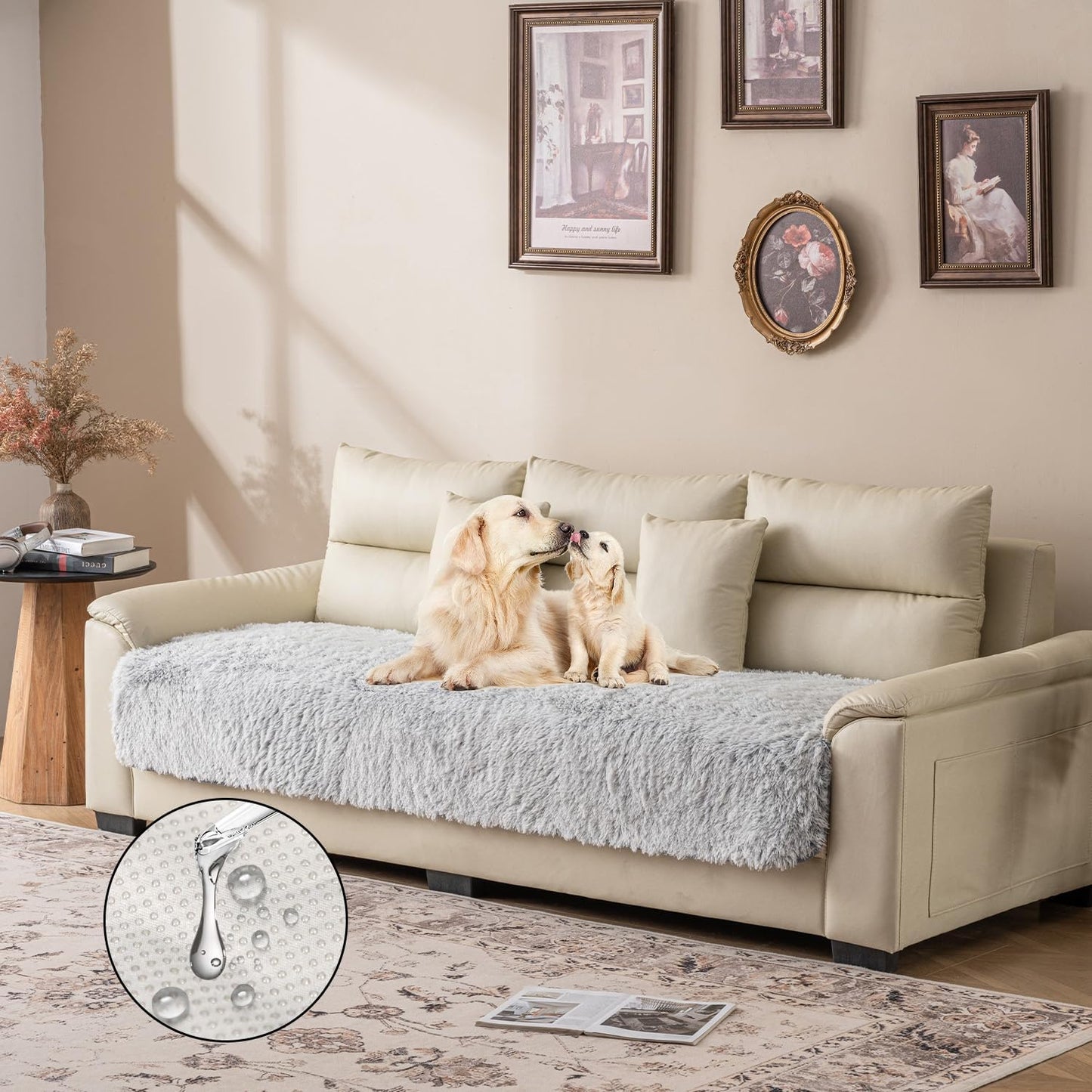 Dogs/Cats Bed Mats, Dog Pad Washable Removable Couch Cover with Anti-Slip Back, Plush Long Fur Mat, Perfect for Small, Medium and Large Dogs.(Magic Gray, 40"x50")