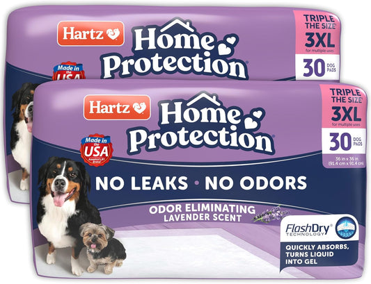 Hartz Home Protection Lavender Scented Dog Pads, 3XL 60 Count, Super Absorbent & Won't Leak, Odor Eliminating