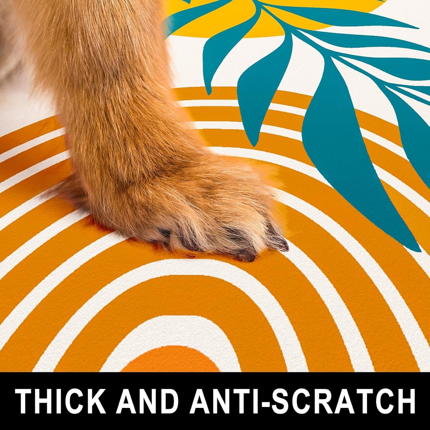 Dog Food Mat, 16" x 24" Absorbent Dog Cat Bowl Mat for Food and Water, Cute Anti-Slip Rubber Pet Feeding Rug Protect Floors, Washable Placemat for Feeding & Watering Supplies, Modern Abstract