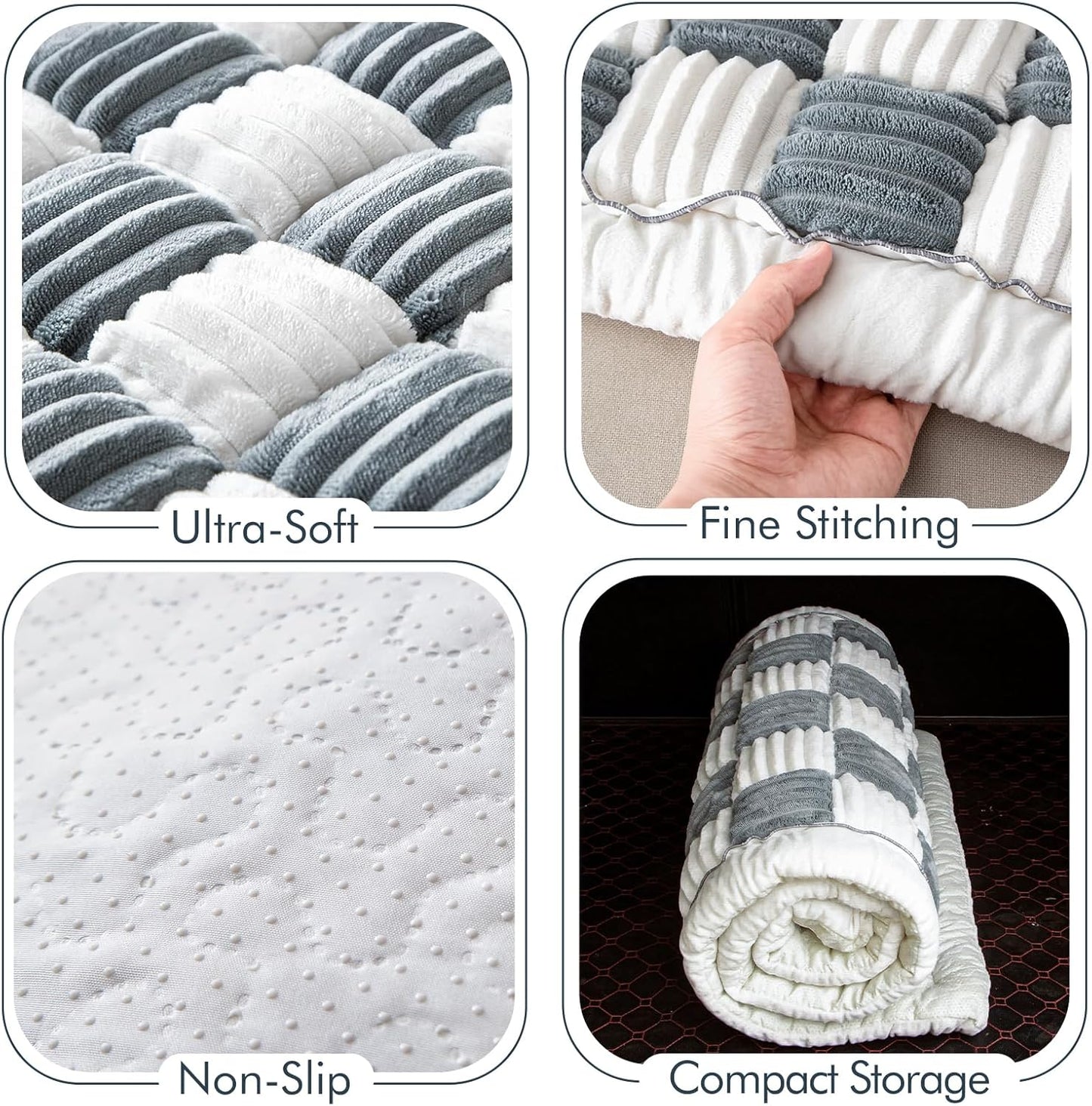 Dog Bed for Car, Pet Travel Backseat Mat for Vehicle SUV Truck Jeep Automobile, Large Washable Foldable Non-Slip Fuzzy Soft Comfortable Cozy Extender Protector Cover Pad, Grey, 24.8x54 in