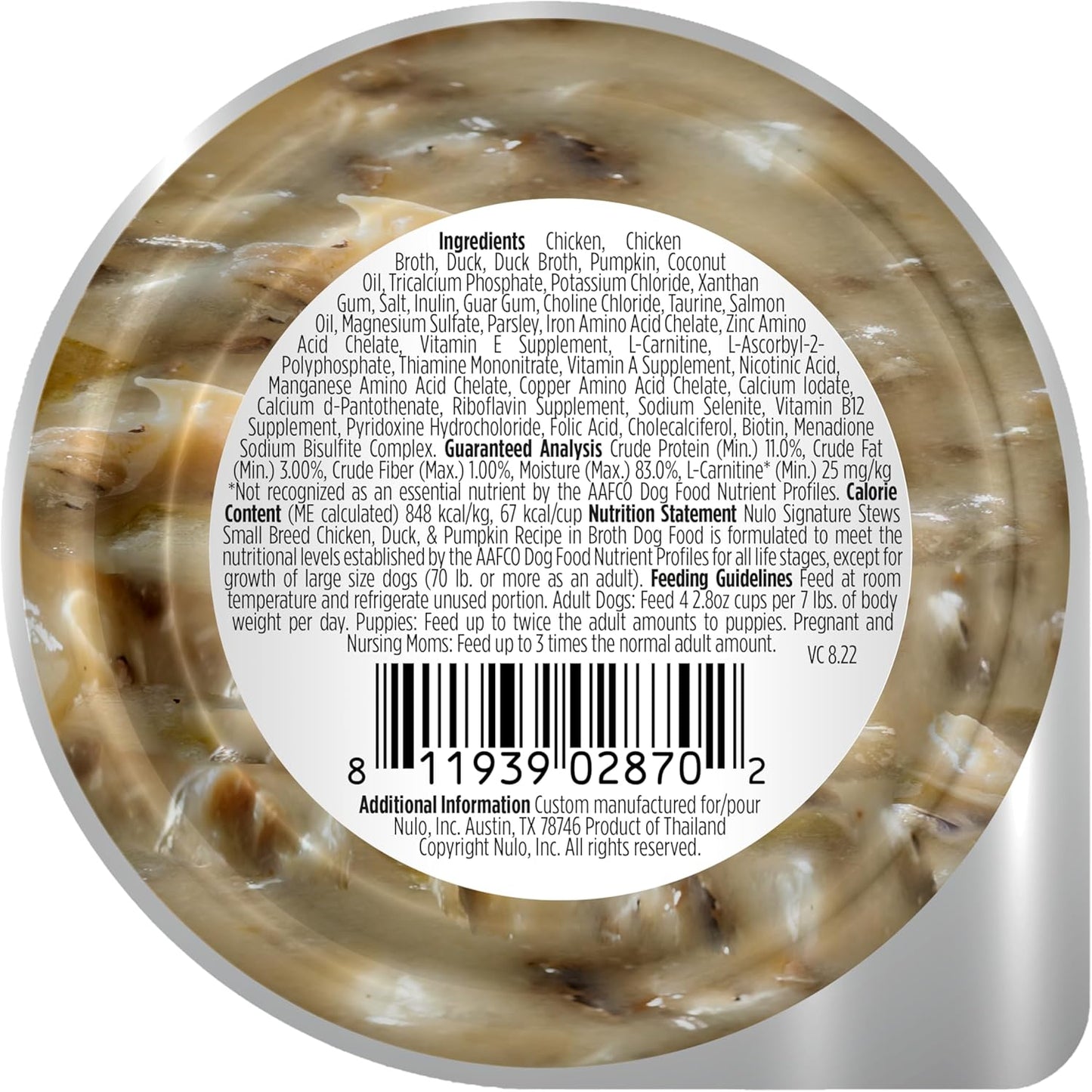 Nulo Small Breed Dog Signature Stew Chicken, Duck, & Pumpkin in Broth, 24 x 2.8 oz Cup