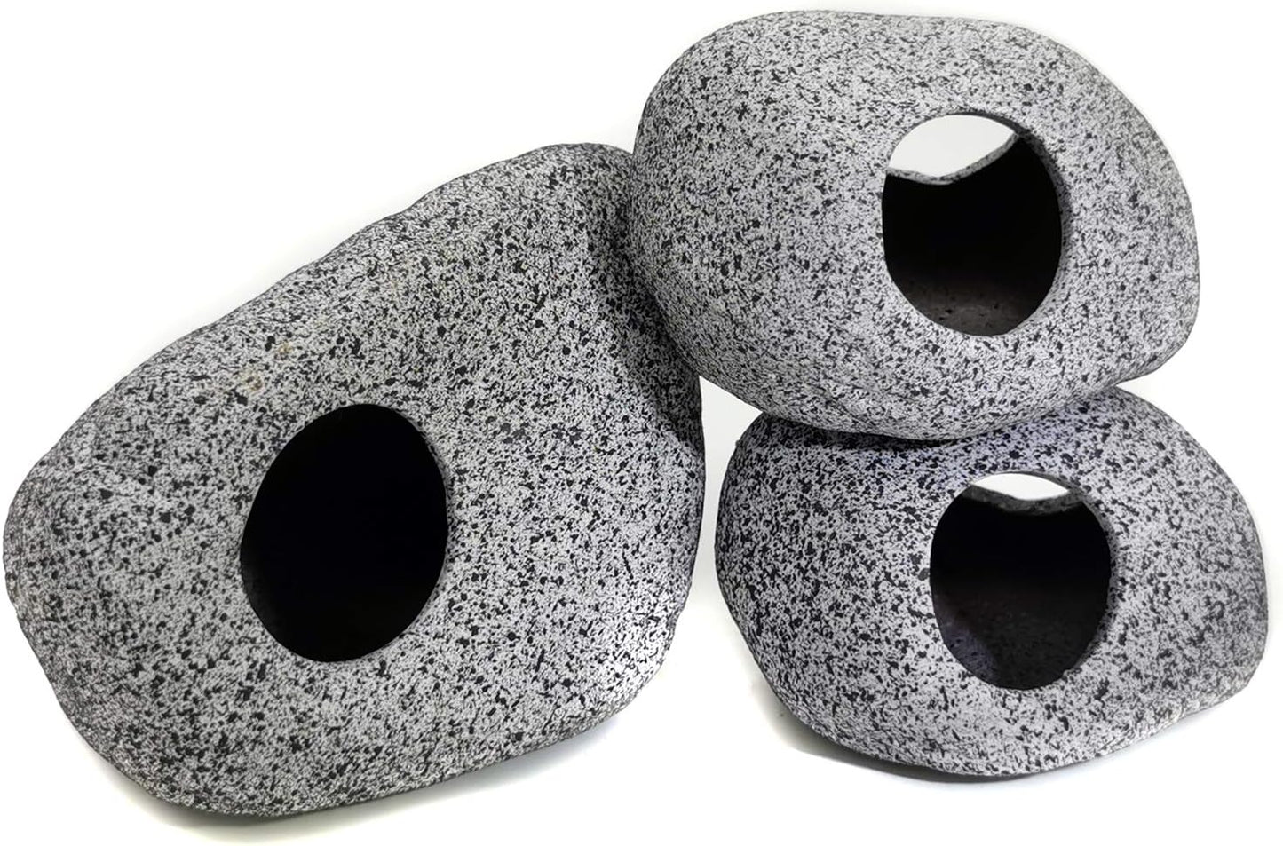 JIH Aquarium Decorations Rock, Ceramic Shelters - Shrimp Habitat, Breeding Tube, Hiding cave, Stackable Fish Tank Decor Cave for Hiding, Betta Fish (J101+J001x2)