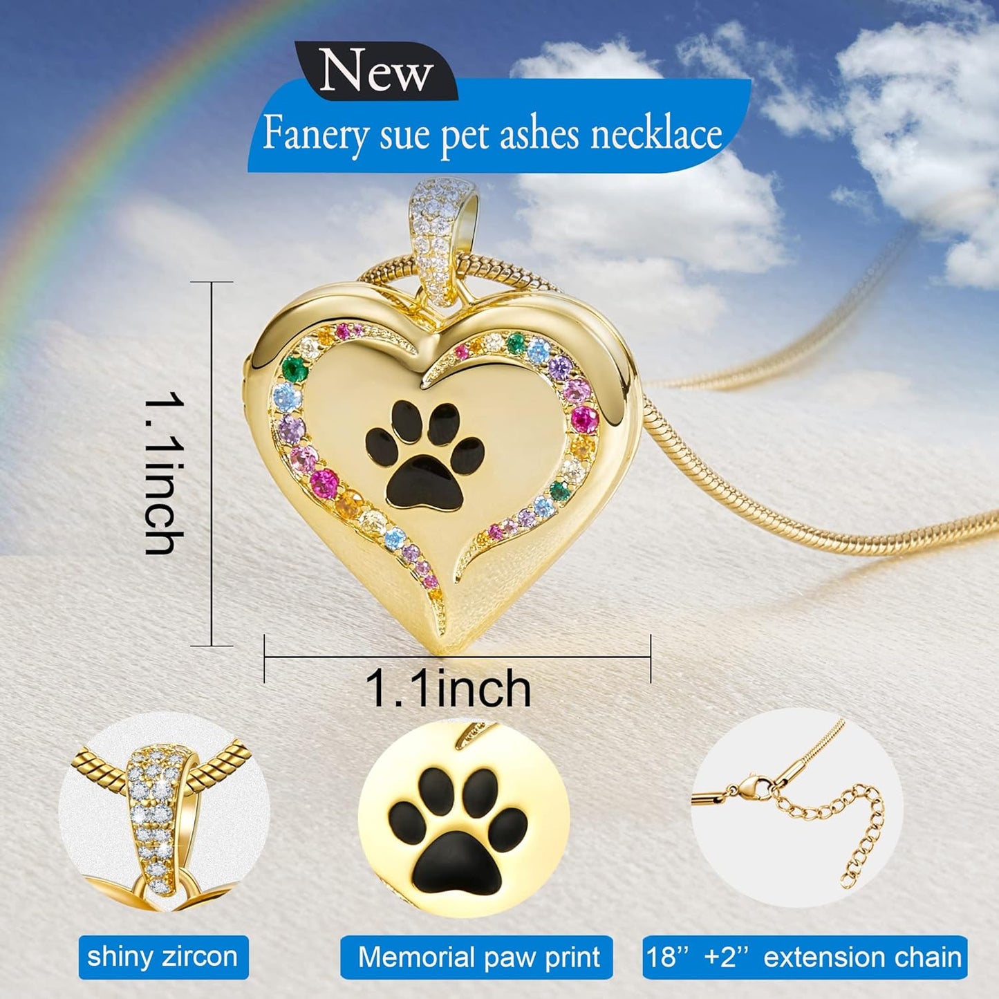 Fanery Sue Personalized Customized Pet Locket Necklace, Heart Lockets Picture Necklaces Dog Memorial Gifts Cat Sympathy for Women Men