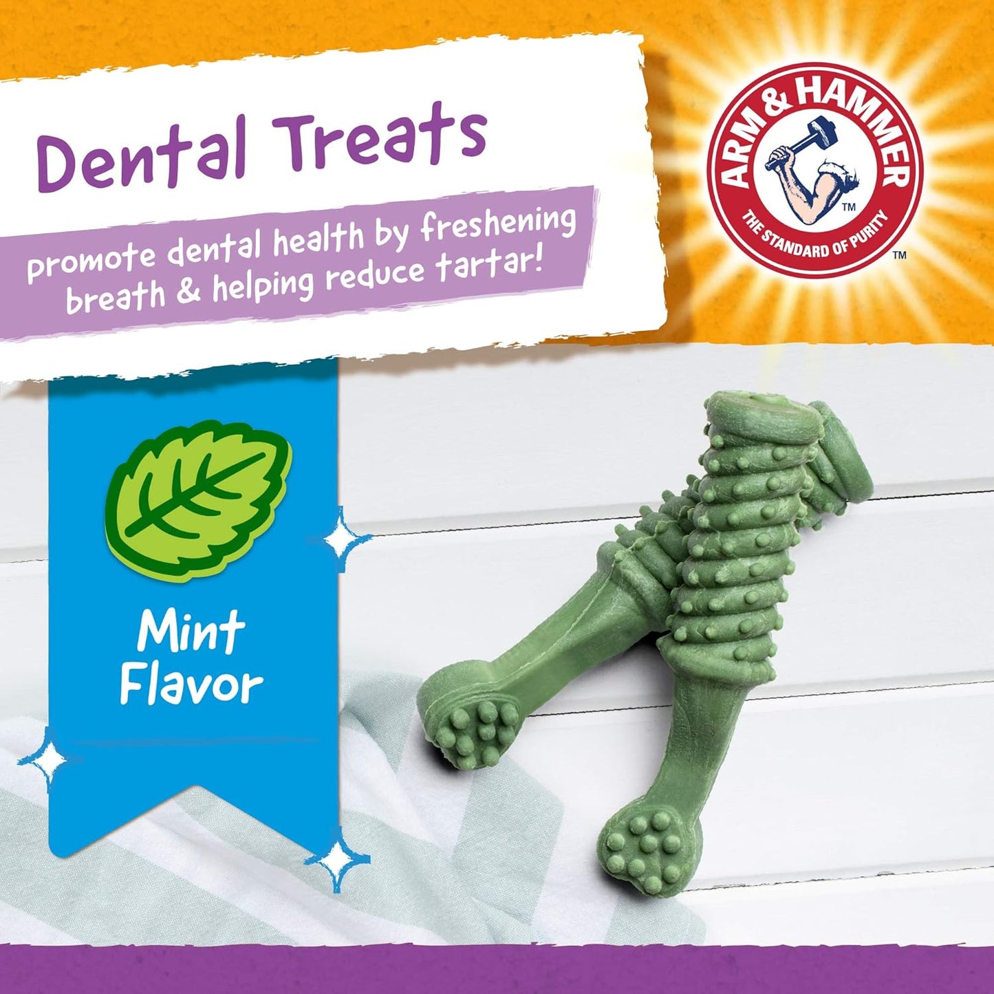 Arm & Hammer for Pets Smilies Dental Chews for Dogs | Dental Chews Fight Bad Dog Breath, Plaque & Tartar Without Brushing | Fresh Mint Flavor, 8 Pieces Dog Treats, 24 Pack