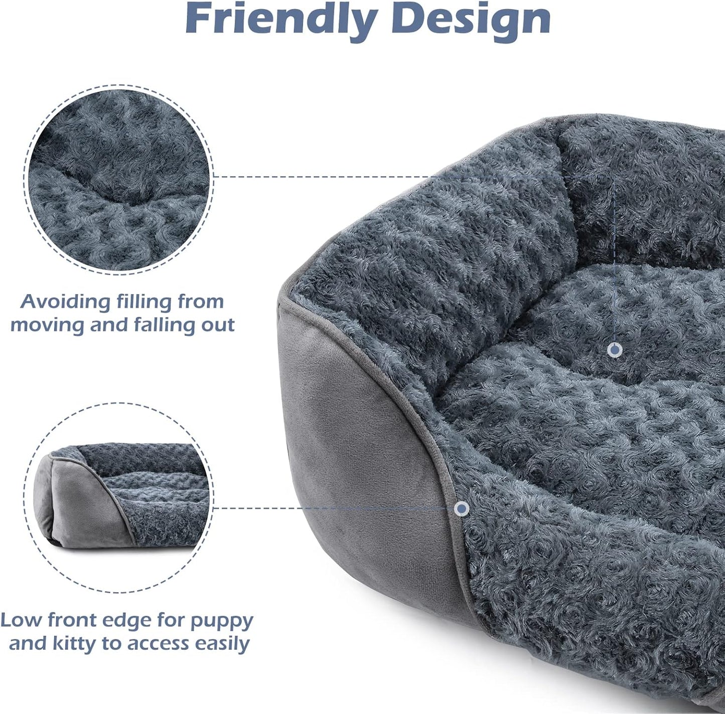 INVENHO X-Large Dog Bed for Large, Medium, Small Dogs - Rectangle, Washable, Orthopedic, Soft Calming Sleeping Puppy Bed - Durable Pet Cuddler with Anti-Slip Bottom - XL (35"x25"x10")