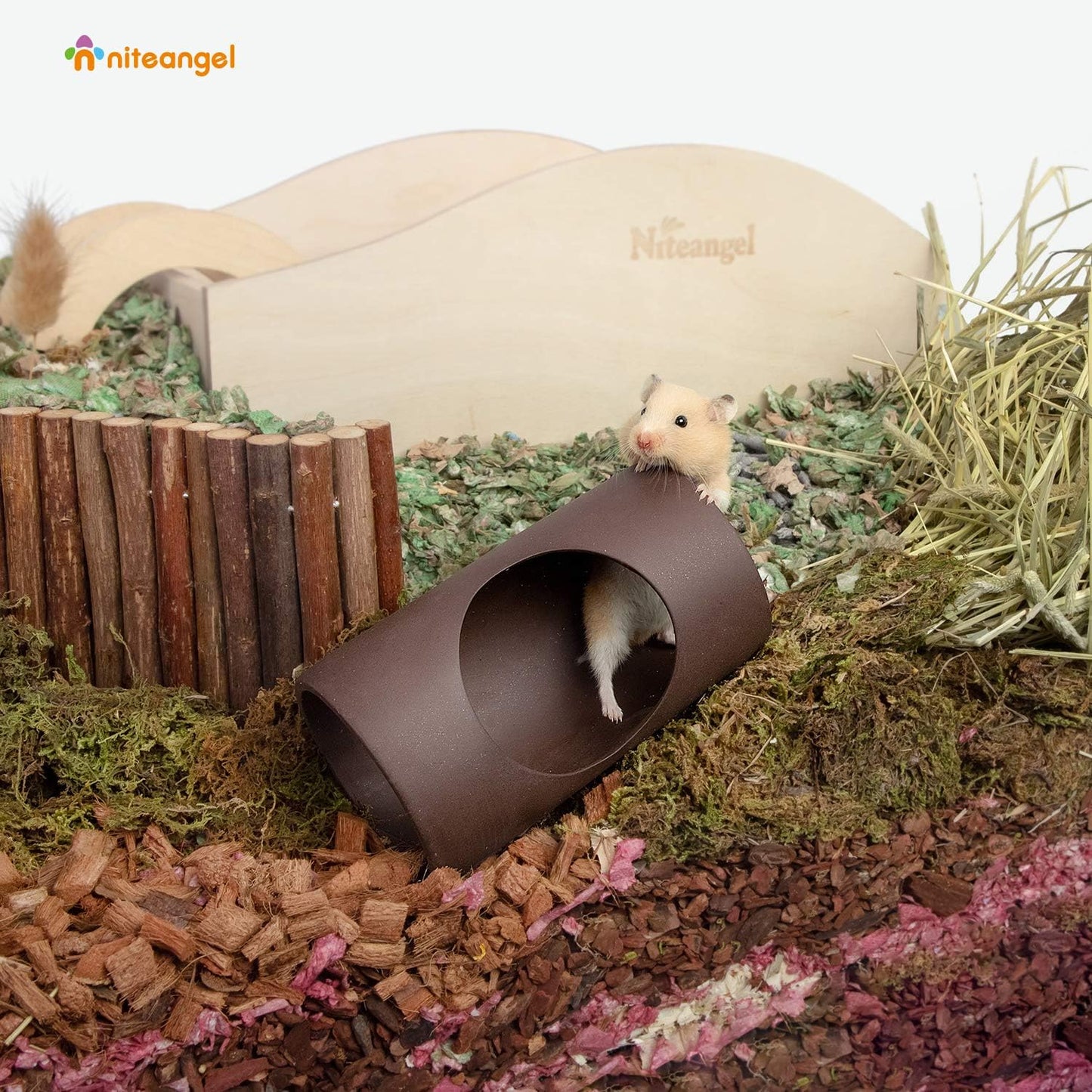 Niteangel Ceramic Hamster Tunnel & Tubes Hideout: for Dwarf Robo Syrian Hamsters Mice Rats or Other Small Animals (Tunnel - Large)
