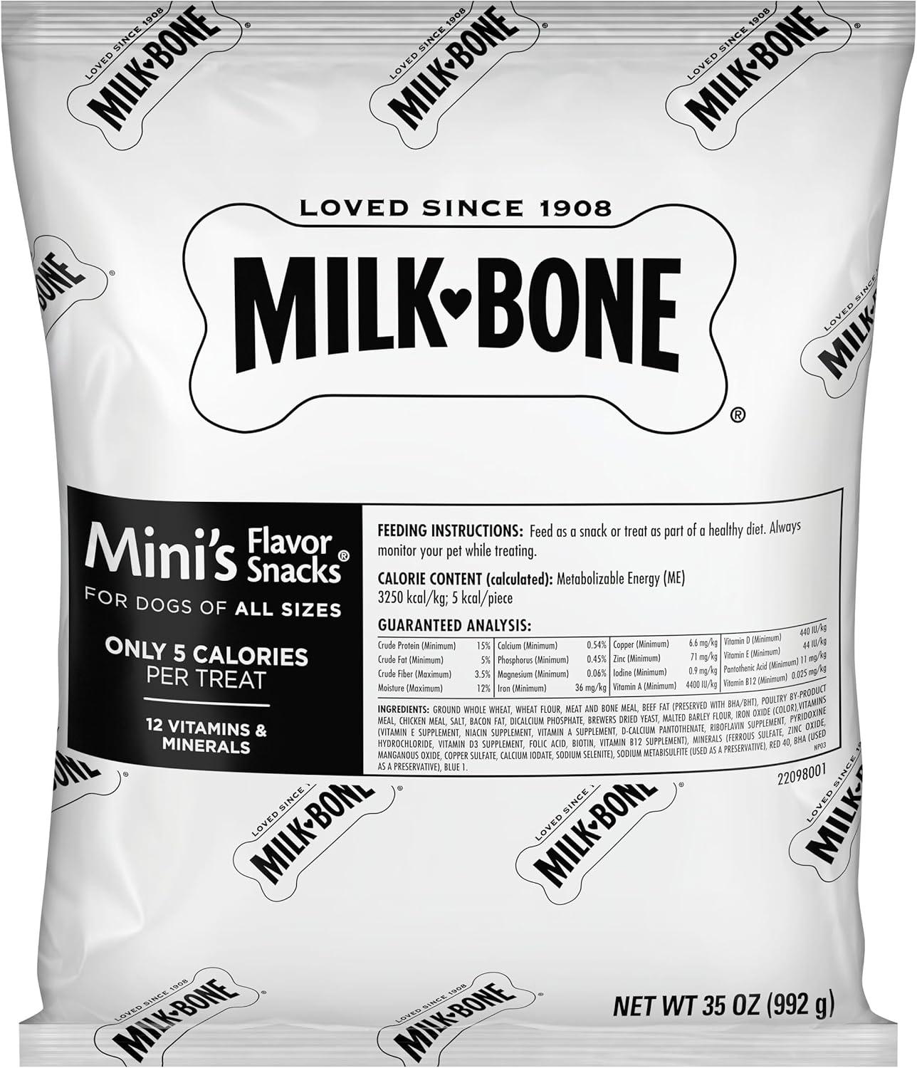 Milk-Bone Mini's Flavor Snacks Dog Treats Bundle: 36 Ounce Canister + 2 Refill Packs