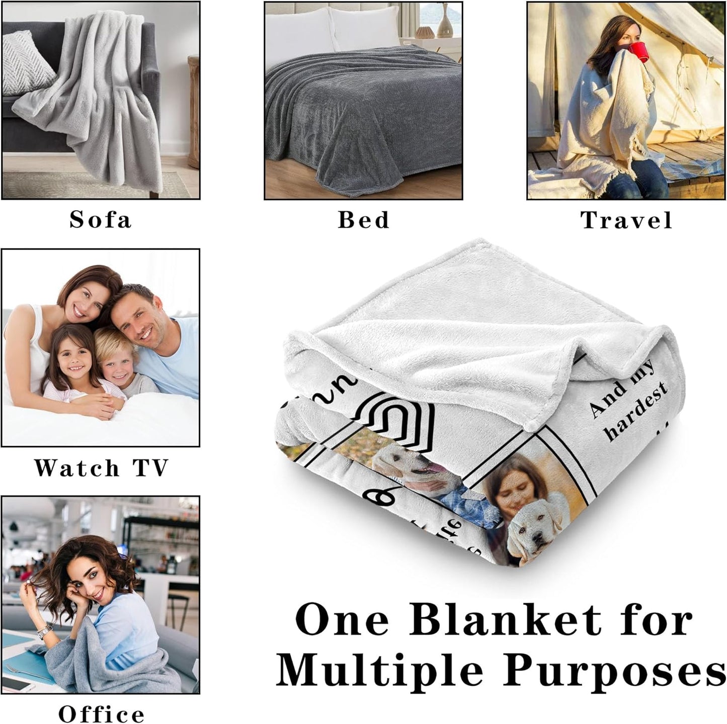Funny DIY Personalized Pet Memorial Blanket with Photo Pet Memorial Gifts for Dogs Cats Loss of Dog Sympathy Gift Dog Bereavement Remembrance Pets Loss Gifts Custom Dogs Picture Blanket