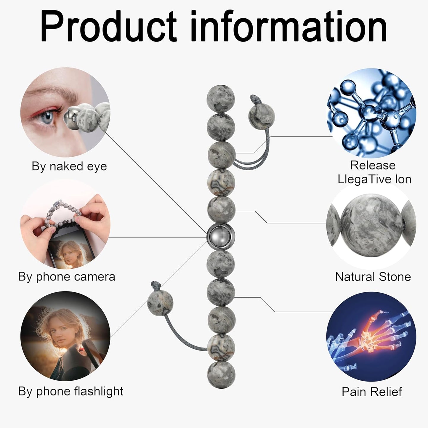 EMIRISTIC Custom Photo Bracelet - Personalized Picture Natural Stone Cuban Chain Bracelet - Any Special Day Gifts