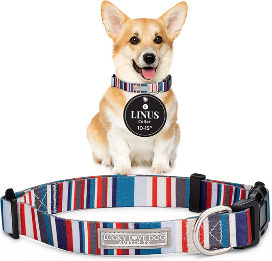 Lucky Love Dog - Adjustable Dog Collar with Easy Click Buckle for Small to Large Dogs, Durable, & Comfortable for Male & Female Dogs, Pet Collar for Puppies & Adult Ones - Linus, Small
