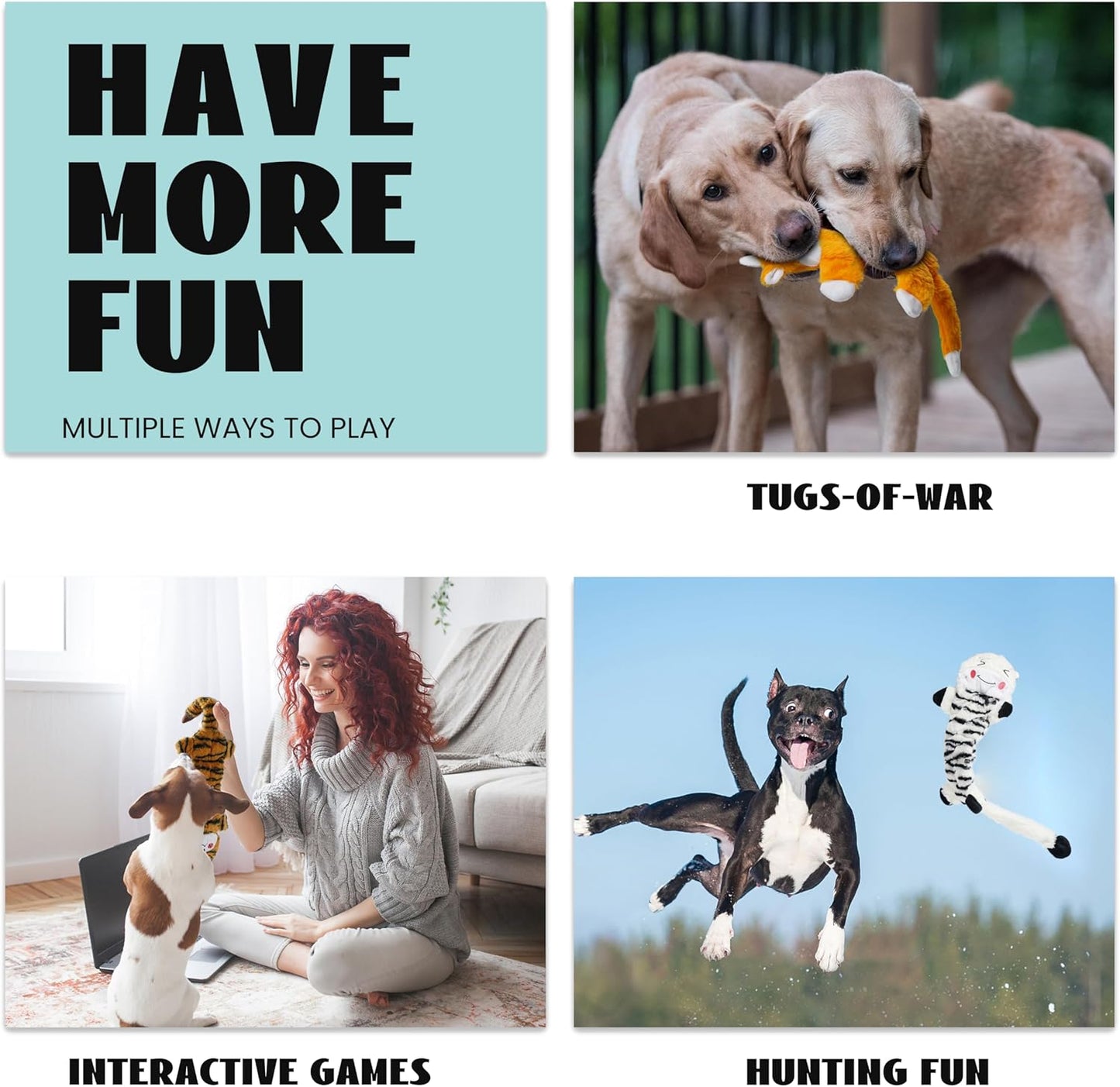 Nocciola Durable Dog Chew Toys for Aggressive Chewers, No Stuffing Squeaky Toys for Small to Large Dogs