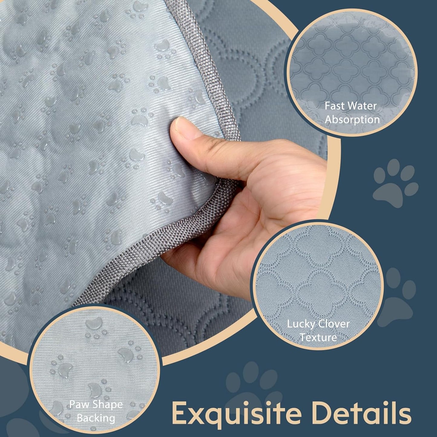 Washable Guinea Pig Cage Liner - 4 Pack Reusable Washable Pee Pads，Waterproof Guinea Pig Bedding for Small Animal - Rabbit Bunny Hamster Puppy (Light Grey, 12" X 12" - 4 Pack)