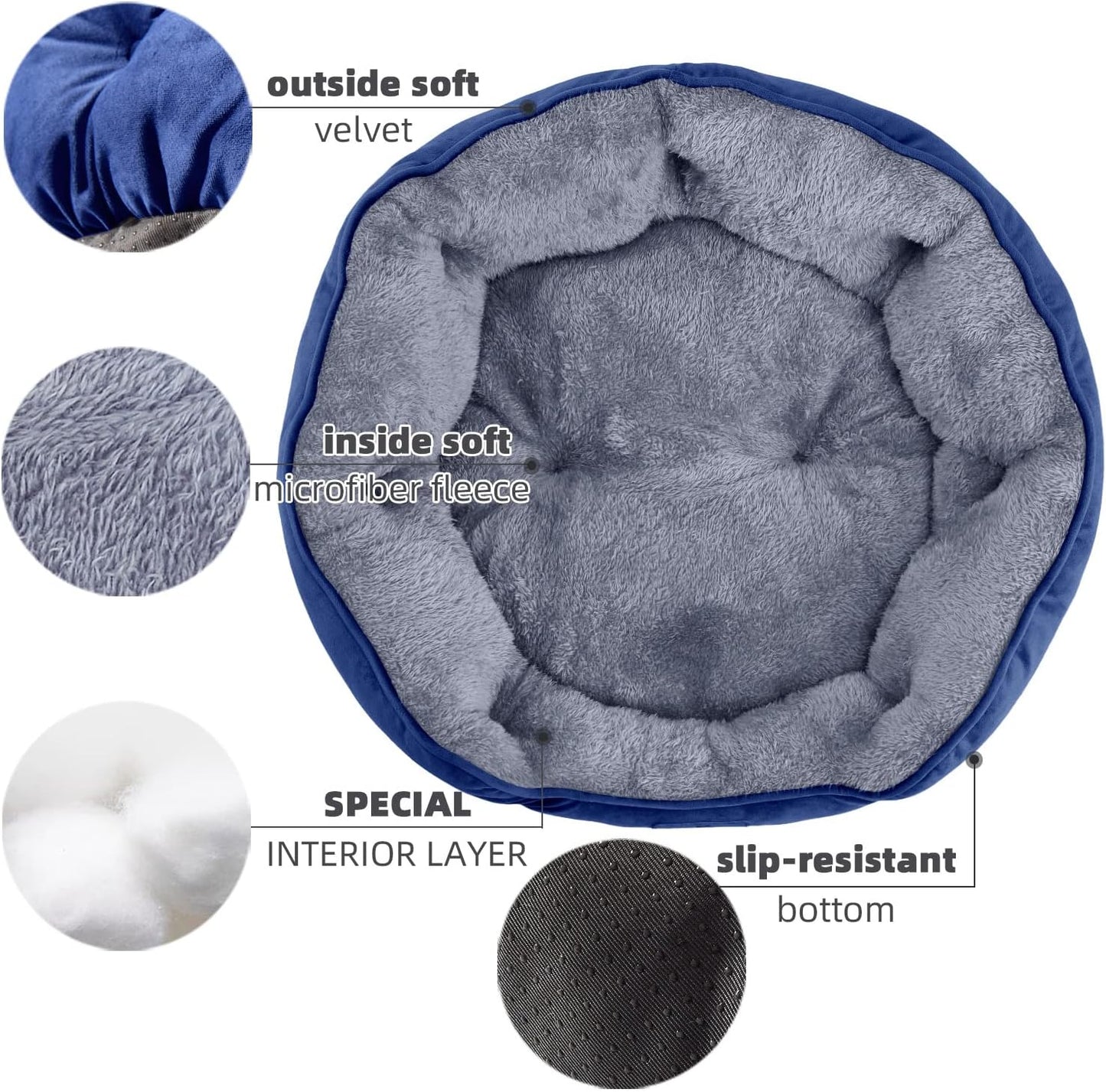 Asvin Medium Dog Bed for Medium Dogs, Large Cat Beds for Indoor Cats, Pet Bed for Puppy and Kitty, Extra Soft & Machine Washable with Anti-Slip & Water-Resistant Oxford Bottom, Blue, 25 inches