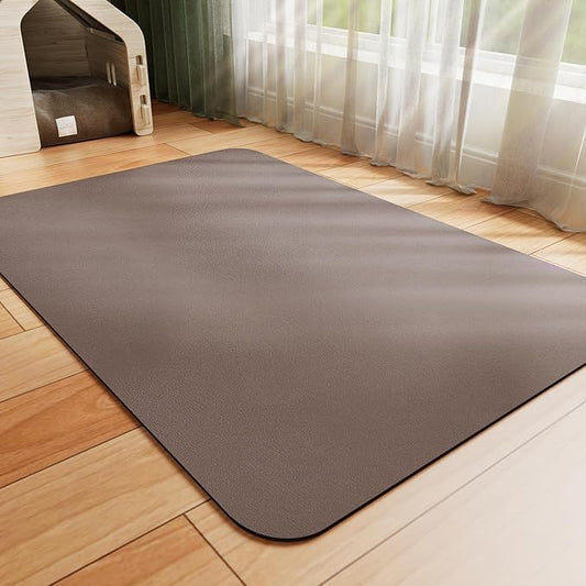 Pet Feeding Mat - Absorbent Dog Mat for Food and Water, No Stains Cat Bowl Mat, Easy to Clean Pet Placemats, Quick Dry Dog Water Dispenser Mat for Messy Drinkers | Brown 16"x 24"