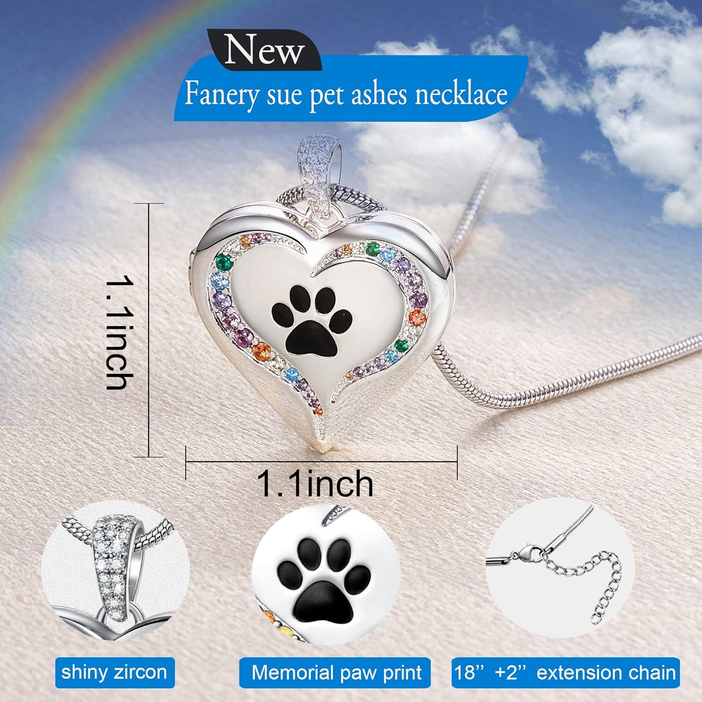 Fanery Sue Personalized Customized Pet Locket Necklace, Heart Lockets Picture Necklaces Dog Memorial Gifts Cat Sympathy for Women Men