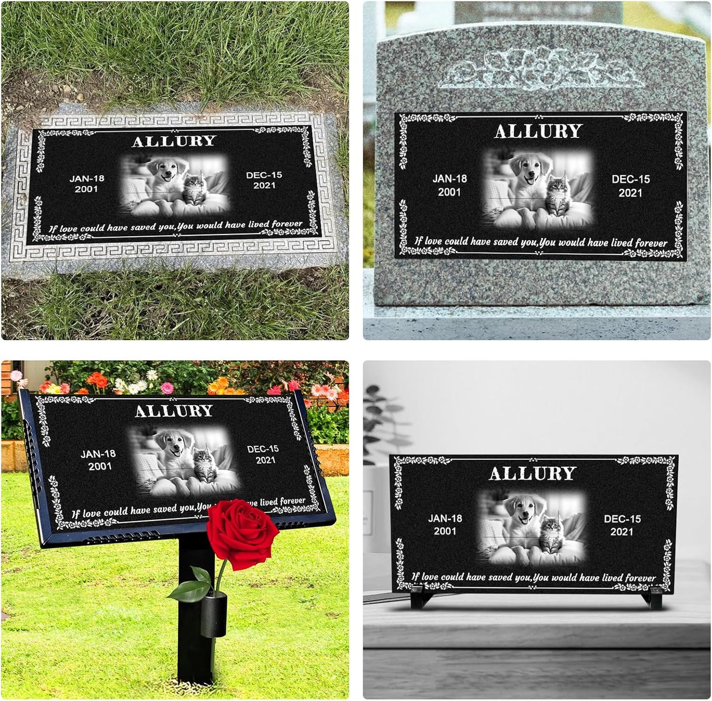 Pet Headstones for Dogs Personalized,Dogs Headstones, Cat Tombstone Outdoor,Black Granite Memorial Garden Stone Customized Gravestone Markers, Dog Gravestone Markers Gifts (Pet 2)
