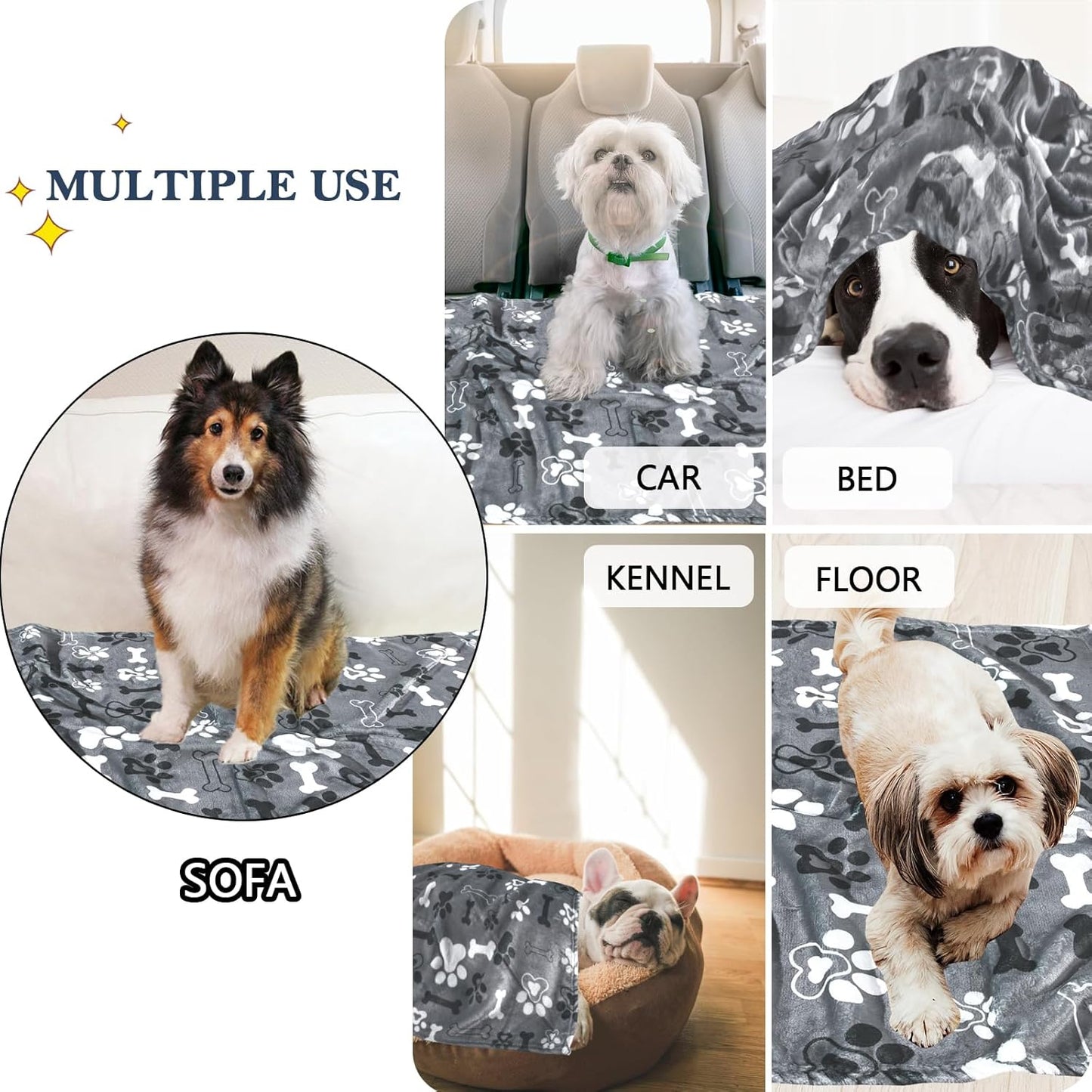 Dog Blanket,Super Soft Fluffy Premium Fleece Pet Puppy Blanket for Large Medium Dog Cat Mat Cover for Bed Couch,Cute Reversible Cow Print, Gray,(41 x 31 Inch)