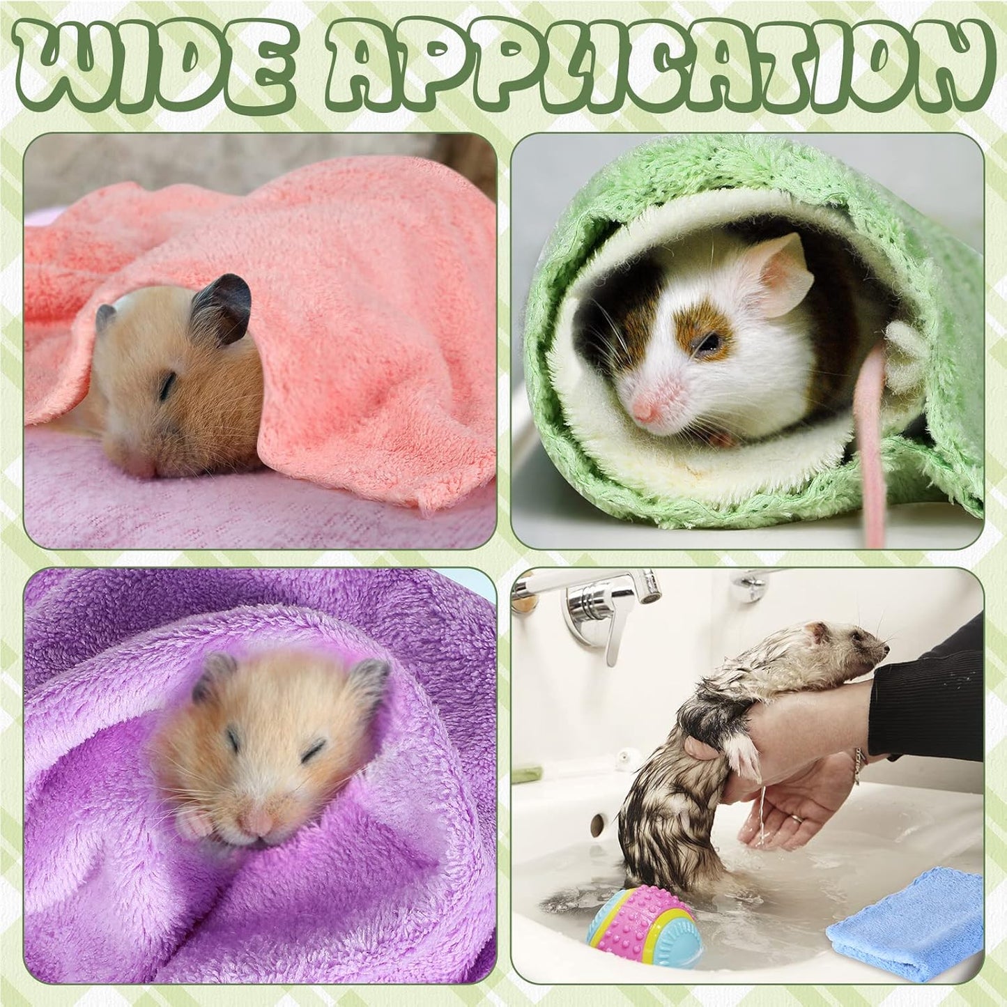 24 Pcs Guinea Pig Fleece Bedding Blankets Bulk Washable Small Animal Fleece Cage Liners Pet Wash Cloth Sleeping Mat Cover for Hamster Chinchilla Rabbit Hedgehog(11.8 x 11.8 Inch,Multicolor)