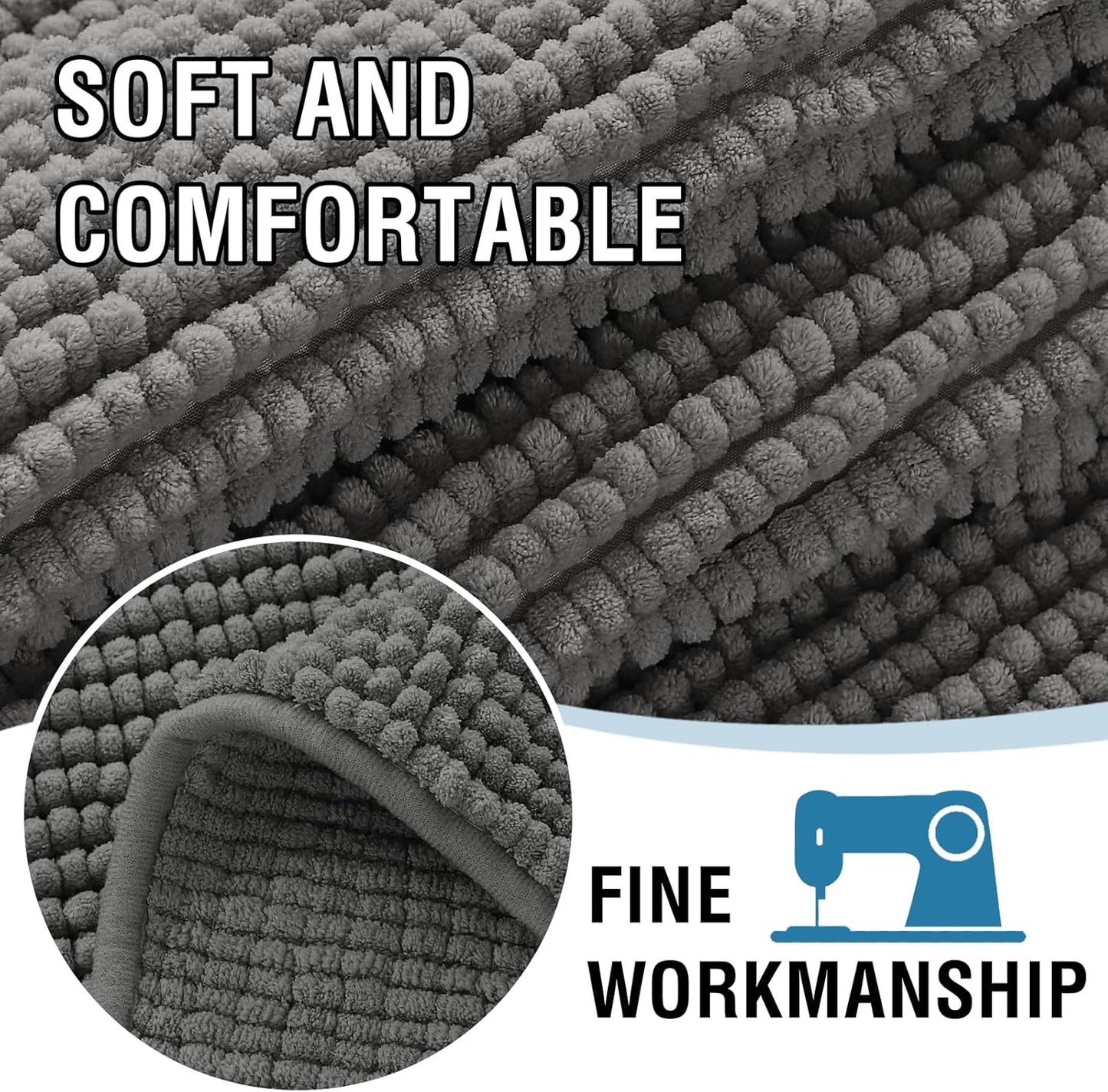 H.VERSAILTEX Plush Chenille Dog Bed Cover Thick Soft Sofa Cover for 3 Cushion Couch Anti Slip Couch Cover Furniture Protector for Dog, Pet, Cat (35" x 82", Grey)