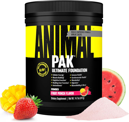 Animal Pak - Convenient All-in-One Vitamin & Supplement Powder - Zinc, Vitamins C, B, D, Amino Acids, Immune Support, Digestive Enzymes, and More - Daily Multivitamin for Women & Men - 60 Scoops