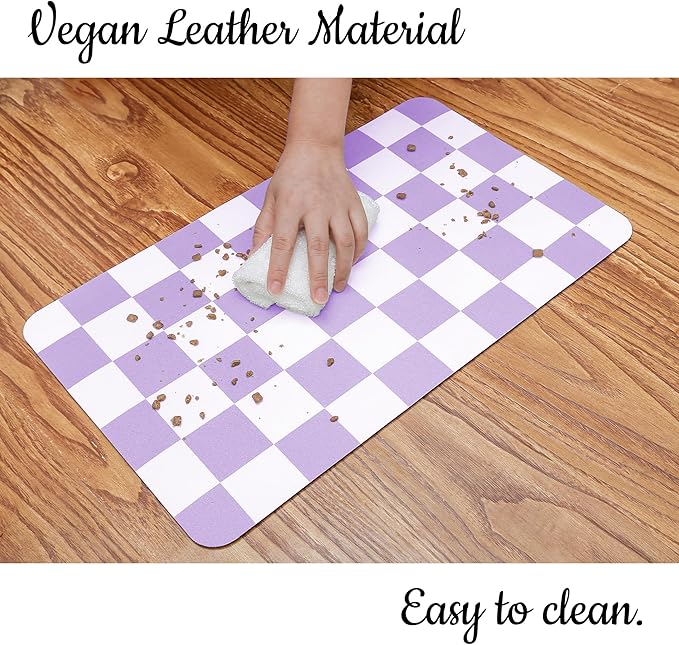 Ralxion Checkered Dog Feeding Mat, Absorbent Mats for Dog Food and Water Bowl, Dispenser, Aesthetic Purple Checkerboard Pet Placemat for Dogs, Cats, Puppy Accessories (Purple, 16 x 24)