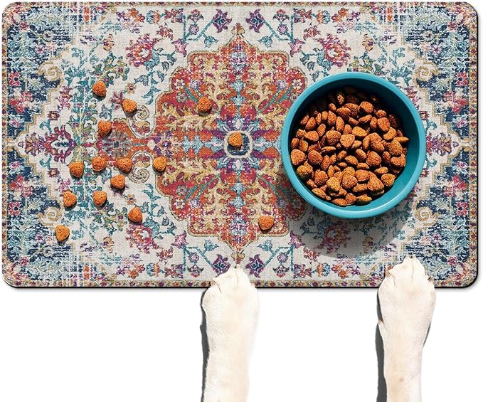 Pet Feeding Mat for Floors Waterproof Dog Mat for Food and Water Absorbent Quick Dry Non Slip mat for Cat Bowls