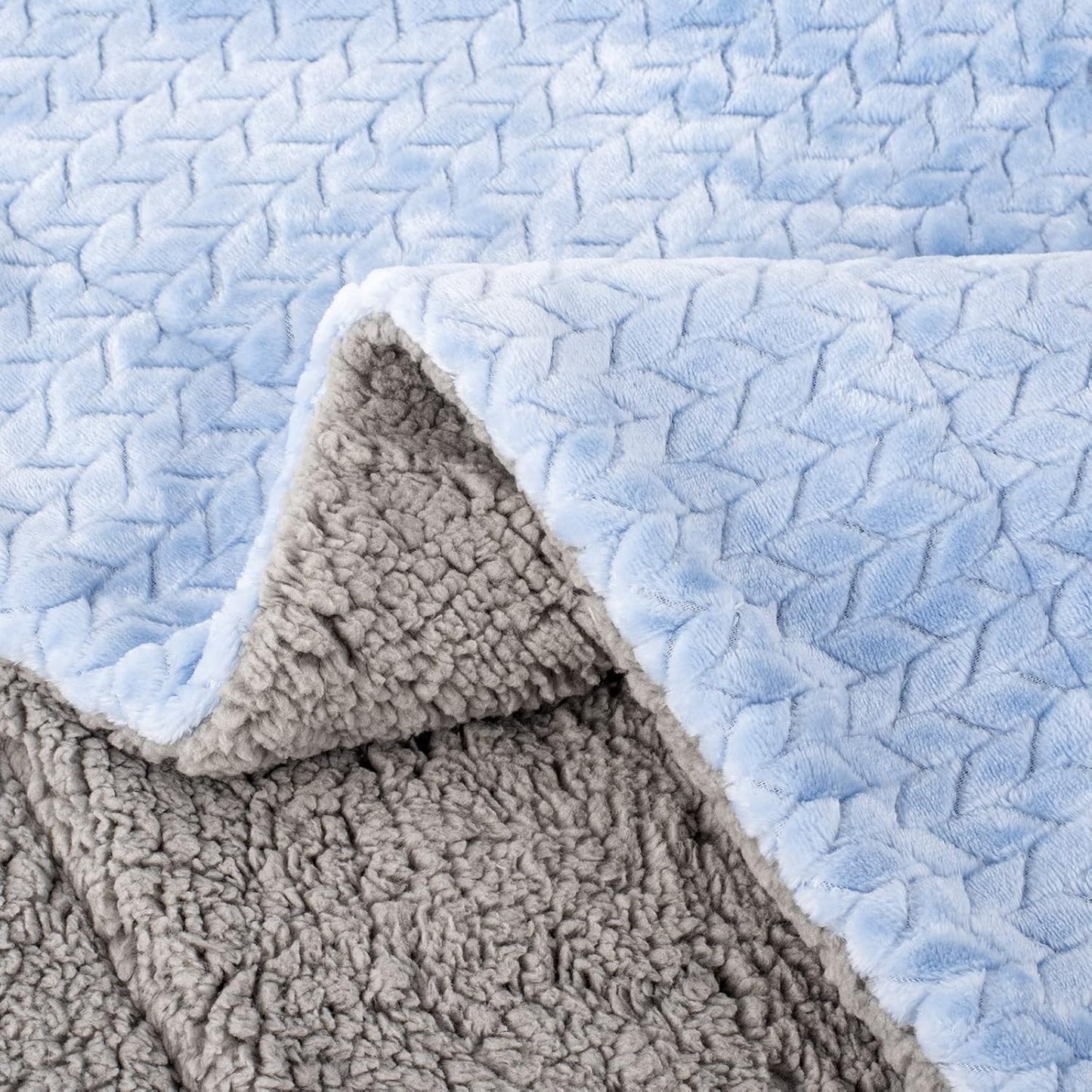 Fuzzy Blanket or Fluffy Blanket for Baby Girl or boy, Soft Warm Cozy Coral Fleece Toddler, Infant or Newborn Receiving Blanket for Crib, Stroller, Travel, Outdoor, Decorative (40" x 48", MD-Sky Blue)