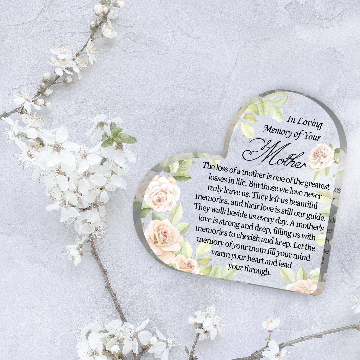 Sympathy Memorial Gift for Loss of Mother Mom Bereavement Remembrance Floral Paperweight Funeral Grief Decor Condolence Memorial Keepsake for Table Home Decorations