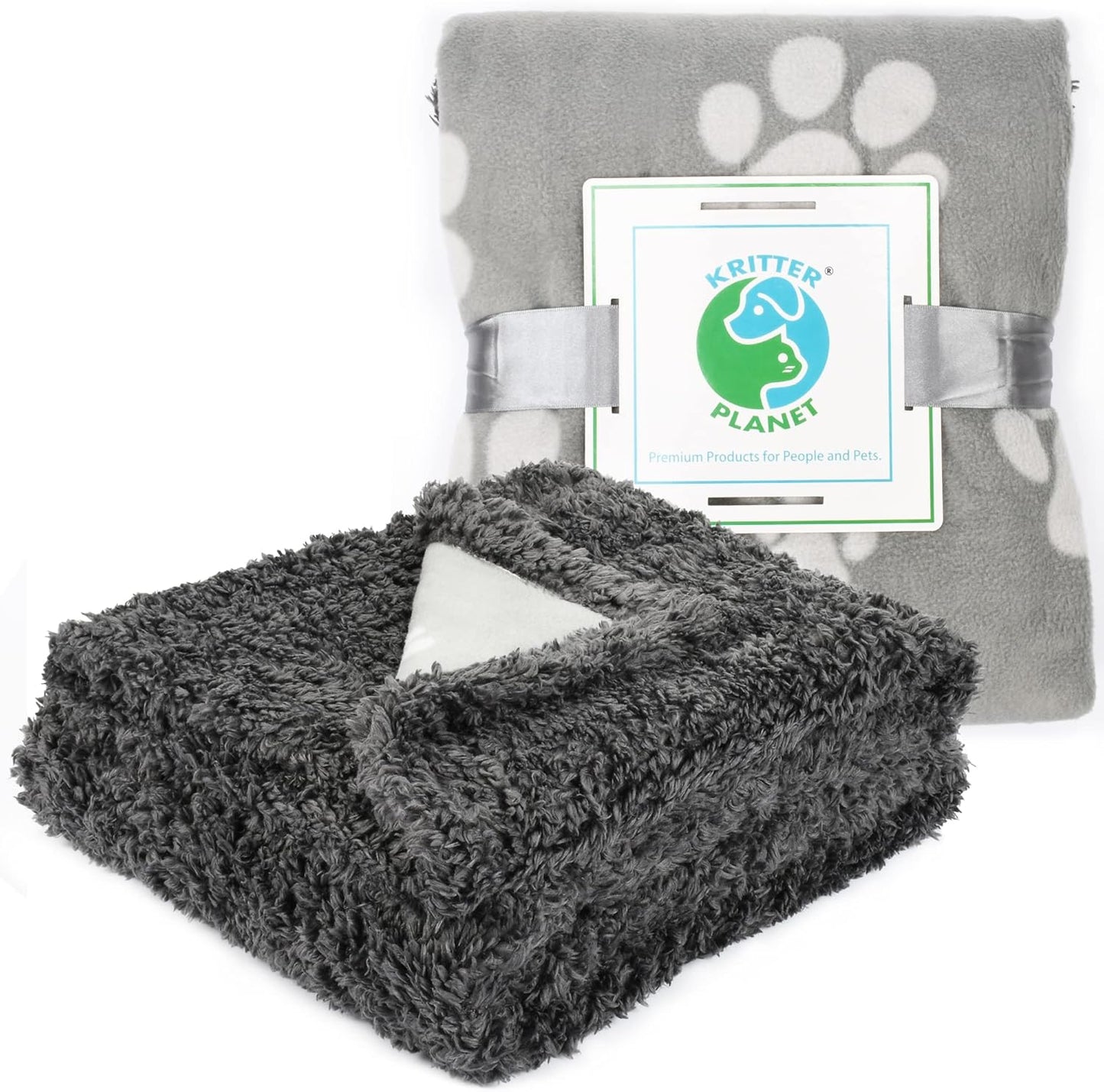 Kritter Planet Waterproof Dog Blankets for Small Dogs, Puppy Blankets for Litter, Cat Blankets for Indoor Cats Washable, Reversible Fleece Pet Mat for Crates, Car Seats, and Furniture