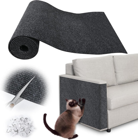 Cat Scratch Furniture Protector - 118" x 13.8" Trimmable Self-Adhesive Cats Claws Scratch Pads, DIY Cat Climbing Couch Protector for Scratch Post Cat Tree Replacement Indoor (Dark Gray)