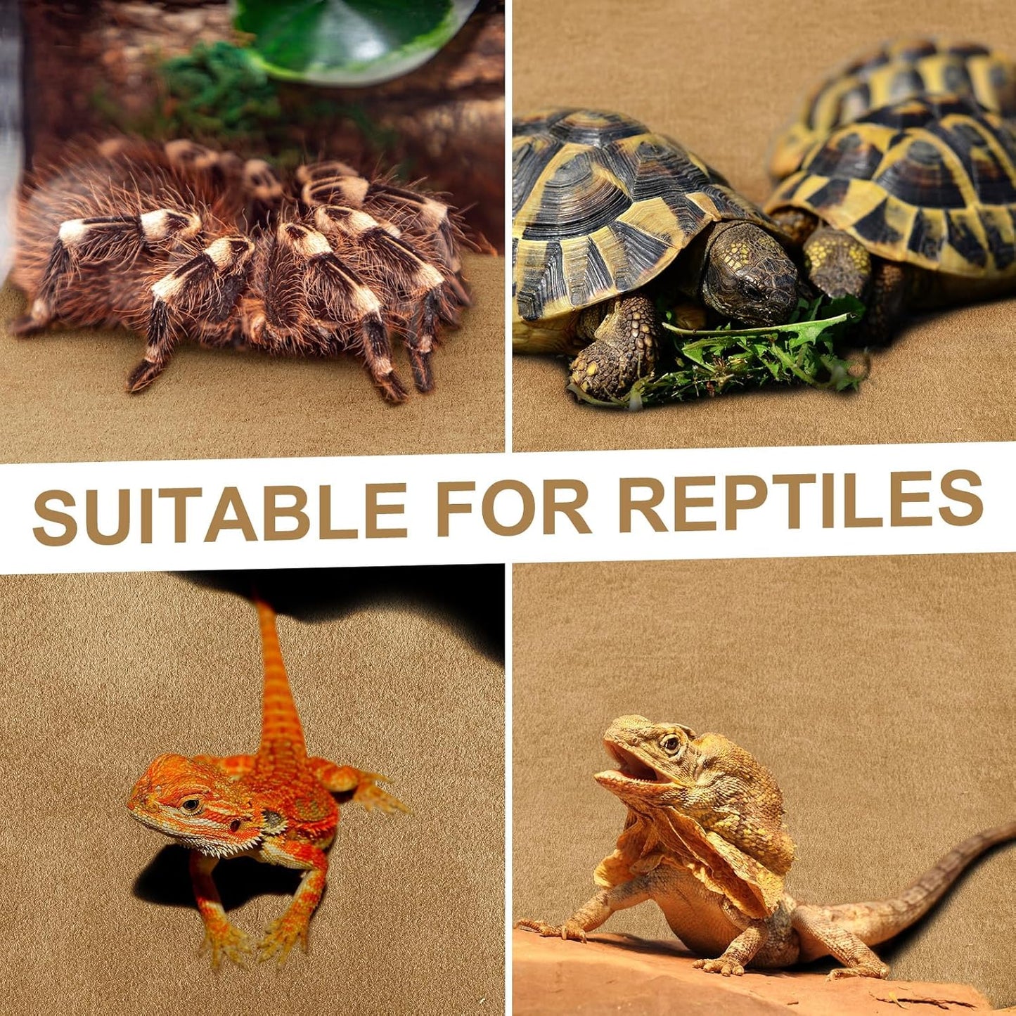 Haull 4 Pcs Reptile Carpet Pet Terrarium Floor Liners Bedding Substrate Liner Supplies Reptile Cage Mat Tank Accessories for Lizard Bearded Dragon Tortoise Snake Leopard (47 x 24 Inch, Coffee)