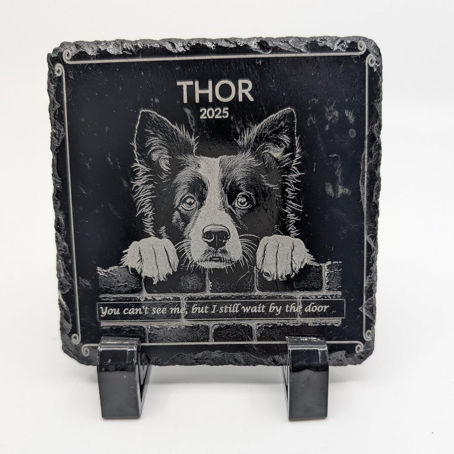 lemuria Pet Memorial Stone Dog Memorial Gifts for Loss of Dog Pet Loss Sympathy Gift Slate Grave Marker or Dog Headstone Indoor/Outdoor Rainbow Bridge Tribute for Dogs and Cats (4x4 inches)