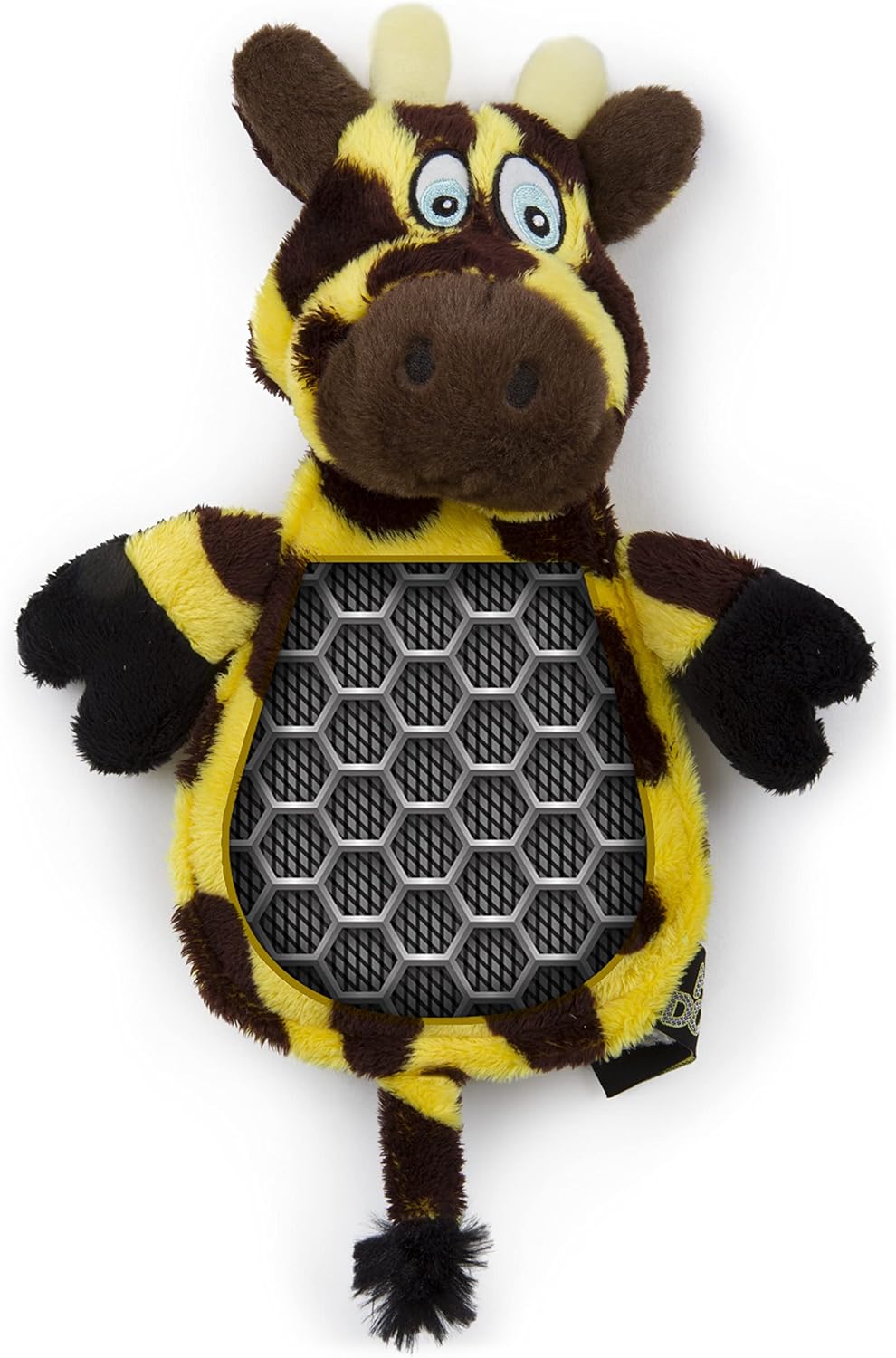 goDog Flattie Giraffe Silent Squeak Plush Dog Toy w/ Chew Guard Technology - Yellow/Brown, Large