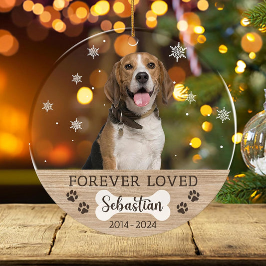 FLOCHIL Personalized Dog Memorial Christmas Ornaments, Custom Dog Christmas Ornaments with Name Photo, Pet Memorial Ornament, Gift for Pet Lovers