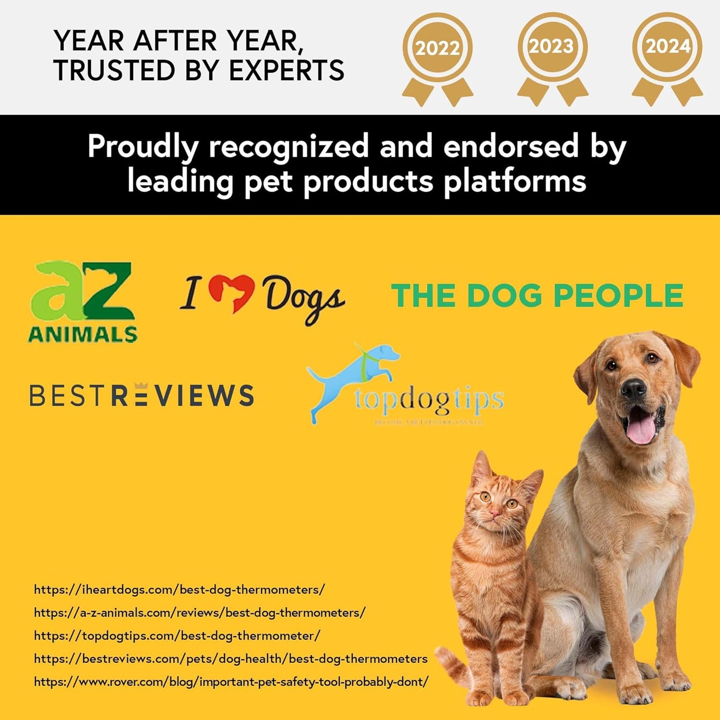 iProven Pet Thermometer (Termometro) for Accurate Fever Detection, Suitable for Cats/Dogs, Waterproof Pet Thermometer, Fast and Accurate Measurements in 20 Seconds - DT-K117 (5 Packs)