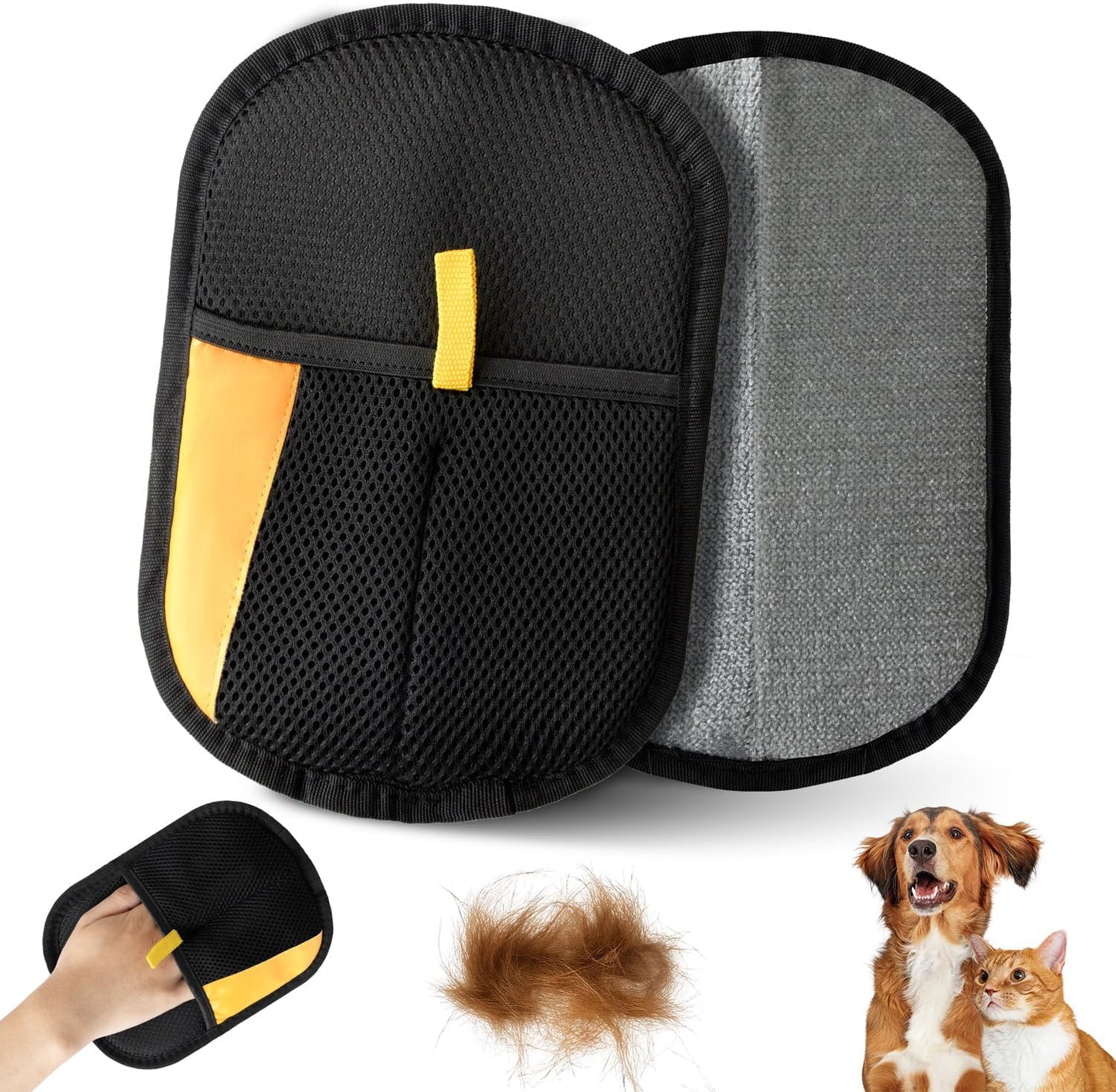 Electrostatic Pet Hair Removal Gloves, Reusable Pet Hair Remover Gloves for Cats & Dogs, Washable Cat Hair Removal Gloves, Upgraded Dog Hair Removal Tool, Cat & Dog Grooming Glove. (Black)