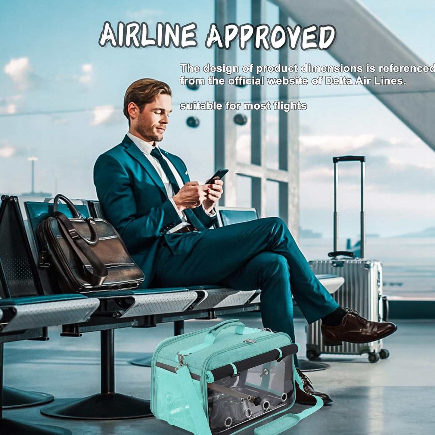 Suertree Bird Carrier Airline Approved, Bird Travel Cage with Indestructible Stainless Steel Mesh, Bird Travel Bag Lightweight and Portable with Water Bottle and Bowl