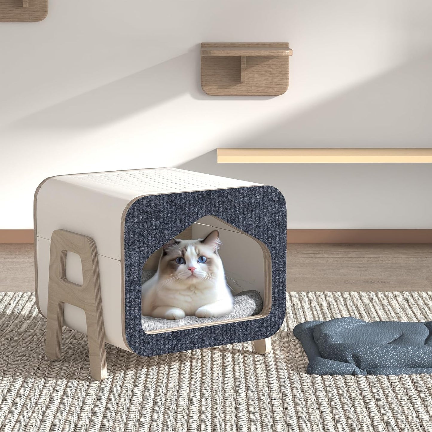 ICOOP Cat Couch Protector Self-Adhesive 15.8"×160" Sofa Protector for Cats Dark Gray Trimmable Climbing Cat Scratch Carpet Tree Replacement DIY Furniture Protectors from Cats for Wall Steps Chair