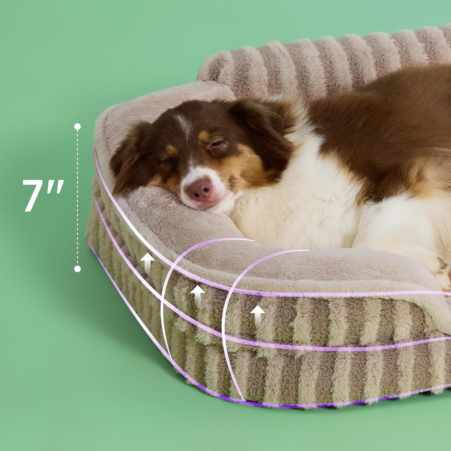 LE SURE Cute L-Plus Dog Beds, Orthopedic Waterproof Large Pet Bed with Sides, High Back Non-Slip Bottom and Egg-Crate Foam Dog Couch Sofa with Washable Removable Cover, Hazel