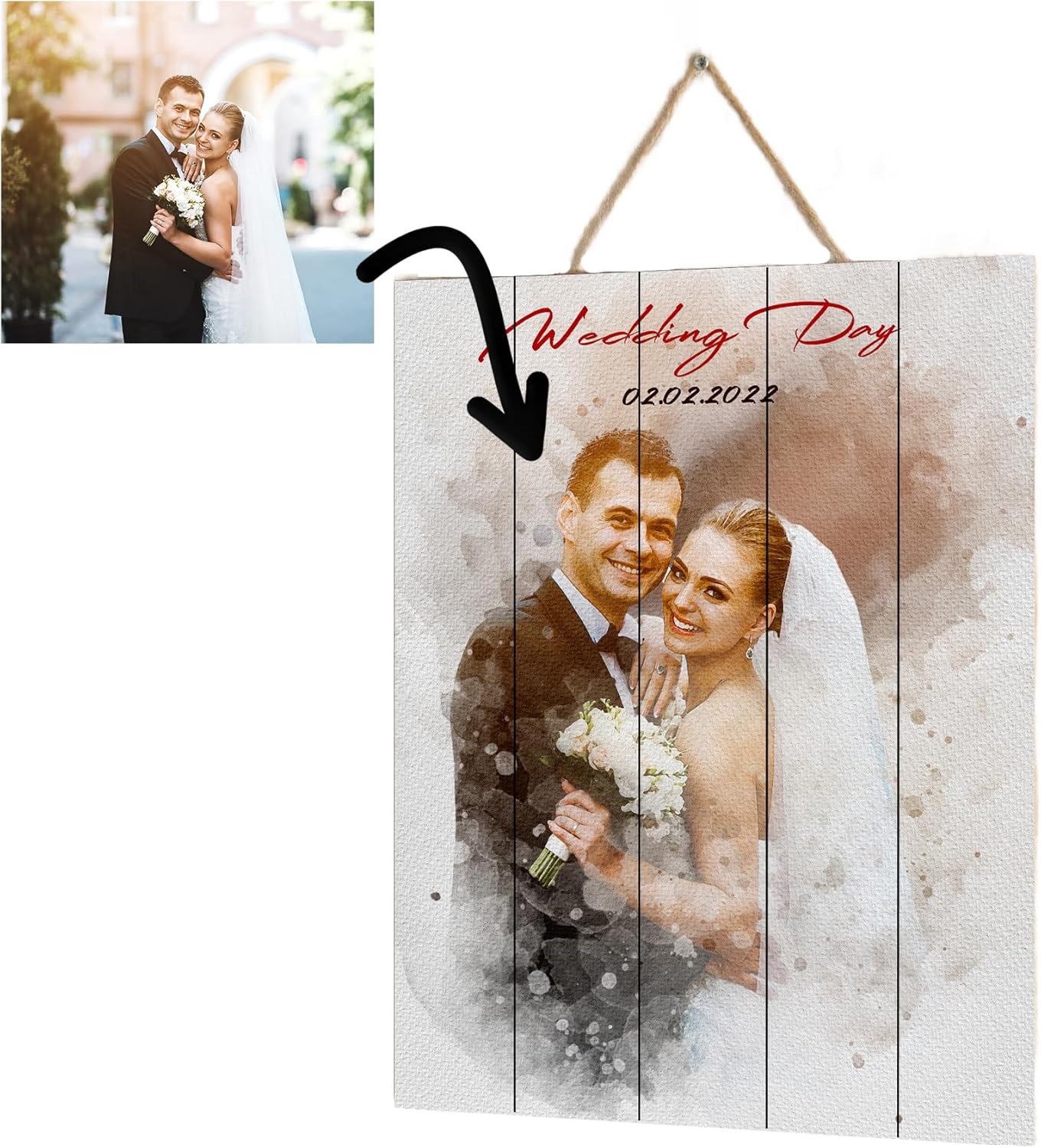 Personalized Valentine’s Day Gift for Him or Her, Custom Wooden Picture Print, Your Photo Printed on Real Wood, Rustic Wall Decor, Couple Photo Frame, Custom Photo on Wood