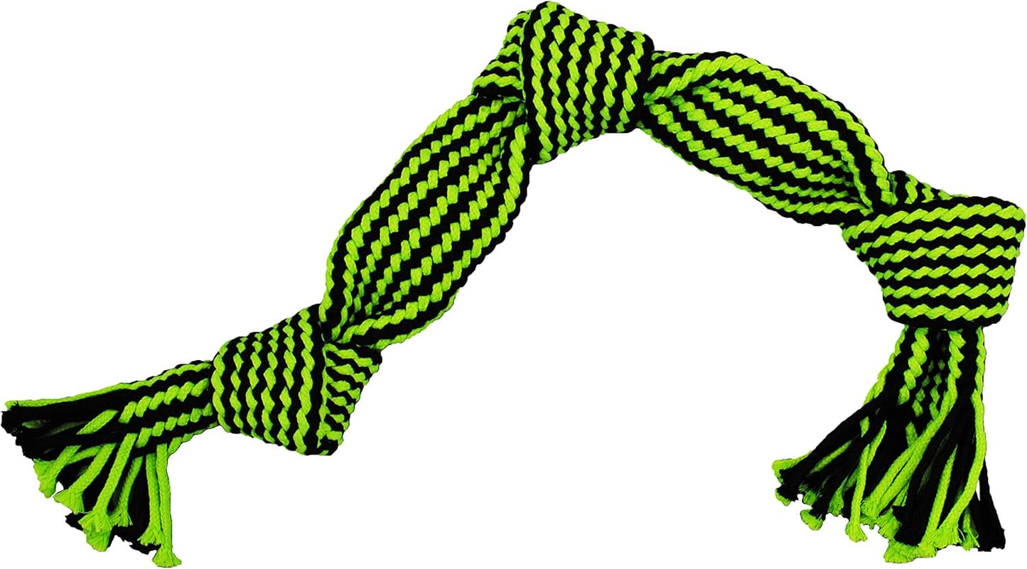 Jolly Pets Knot-N-Chew 3 Knot Squeaker Green/Black Large/x Large, JTJP043