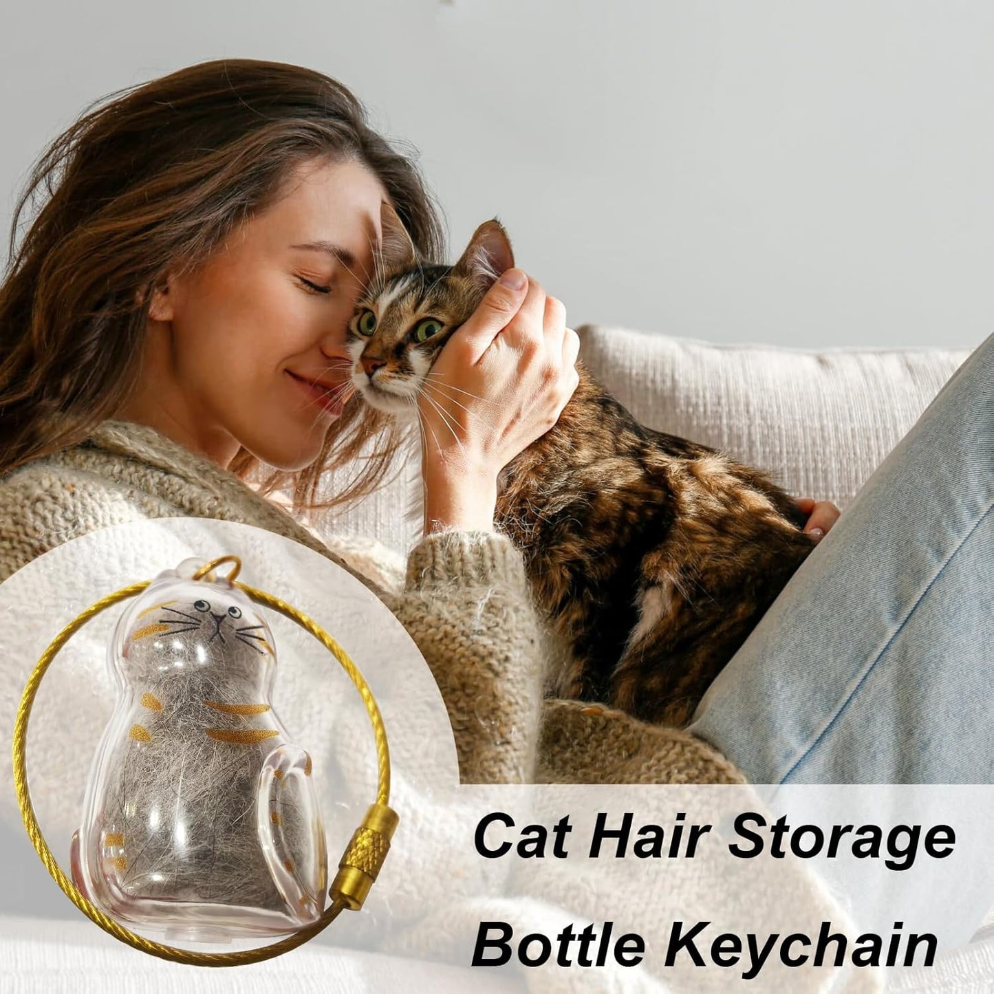 Cat Hair Storage Bottle Keychain, Pet Fur Keepsake Box, Pet Hair Storage Keychain, Transparent Cat and Dog Hairs Memorial Holder Gifts