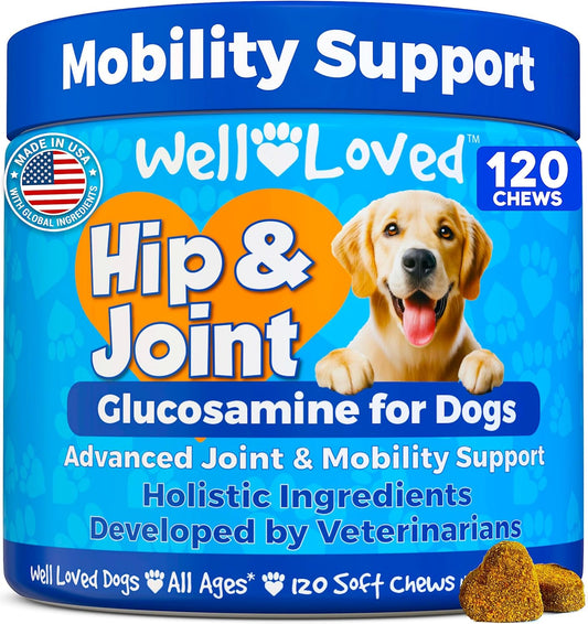Glucosamine for Dogs - Joint Supplement for Dogs, Made in USA, Vet Developed, Glucosamine Chondroitin, Hip and Joint Chews with MSM, Large Breed, Pain Relief, 120 Chews