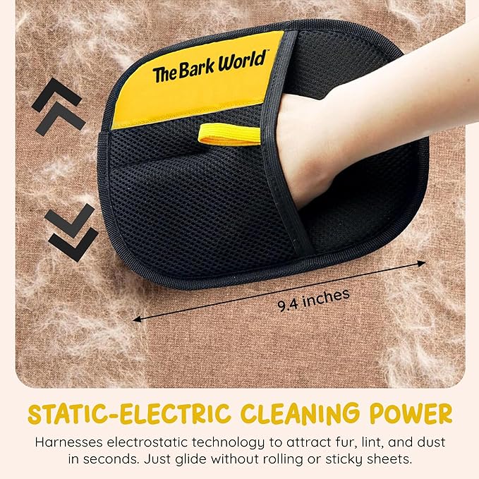 Pet Hair Removal Glove 2-Pack – Reusable Dog & Cat Fur Remover Mitts – Electrostatic Lint Removal Tool for Furniture, Clothing, Carpet & Car Seats