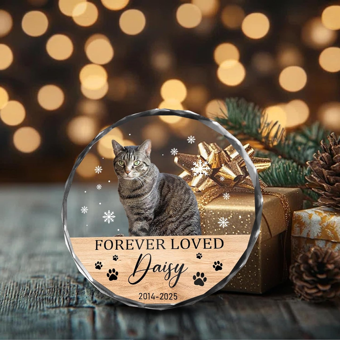 Personalized Cat Memorial Ornament, Pet Loss Remembrance, Cat Lover Keepsake, Photo Custom, Forever Loved Glass Ornament