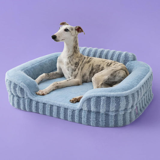 LE SURE Cute Dog Bed Medium Size Dog, Orthopedic Waterproof Medium Pet Beds with Sides, High Back Non-Slip Bottom and Egg-Crate Foam Pet Couch Sofa with Washable Removable Cover, Blue