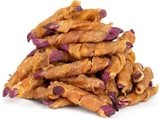MON2SUN Rawhide Free Dog Treats, Chicken Wrapped Purple Sweet Potato Snacks, Healthy and Natural, Training Treats for Small Dogs, 10.6oz (30 Count - Pack of 1)