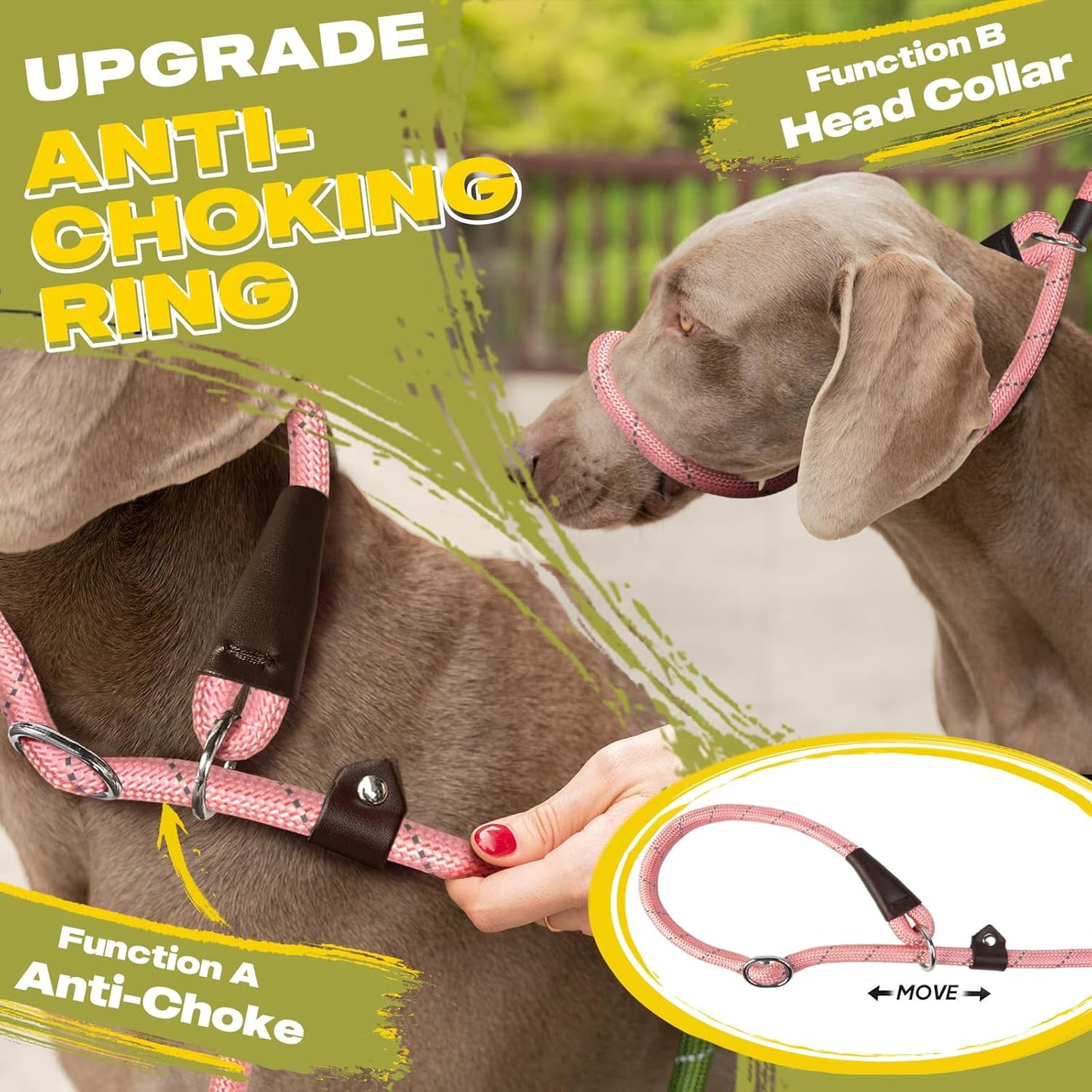 Fida Durable Slip Leads for Dogs, 6 FT x 1/2" Heavy Duty Dog Loop Leashes, Comfortable Strong Rope Slip Leash for Small Dogs and Puppies, No Pull Pet Training Lead with Highly Reflective(1/2", Pink)