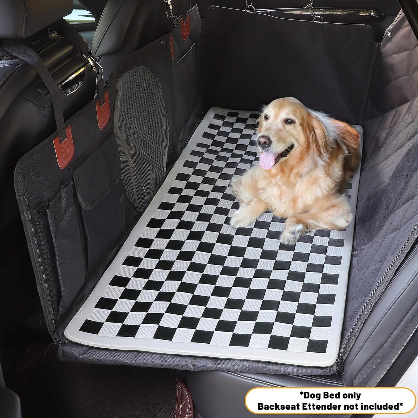 Manificent Non-Slip Pet Bed Mat for Truck Back Seat Extender, Hair Resistant Dog Blanket for Hard Bottom Dog Car Seat Cover, Anti Slip Pet Linner Backseat Cover Black Plaid XL