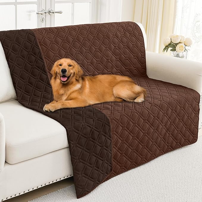 Smiry Waterproof Dog Blanket, 52x82 Inch Soft Pet Bed Cover Reversible, Washable Sofa Couch Furniture Protector for Small Medium Large Dog Puppy Cat, Brown/Chocolate